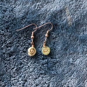 Handmade Delicate Green And Gold Earrings